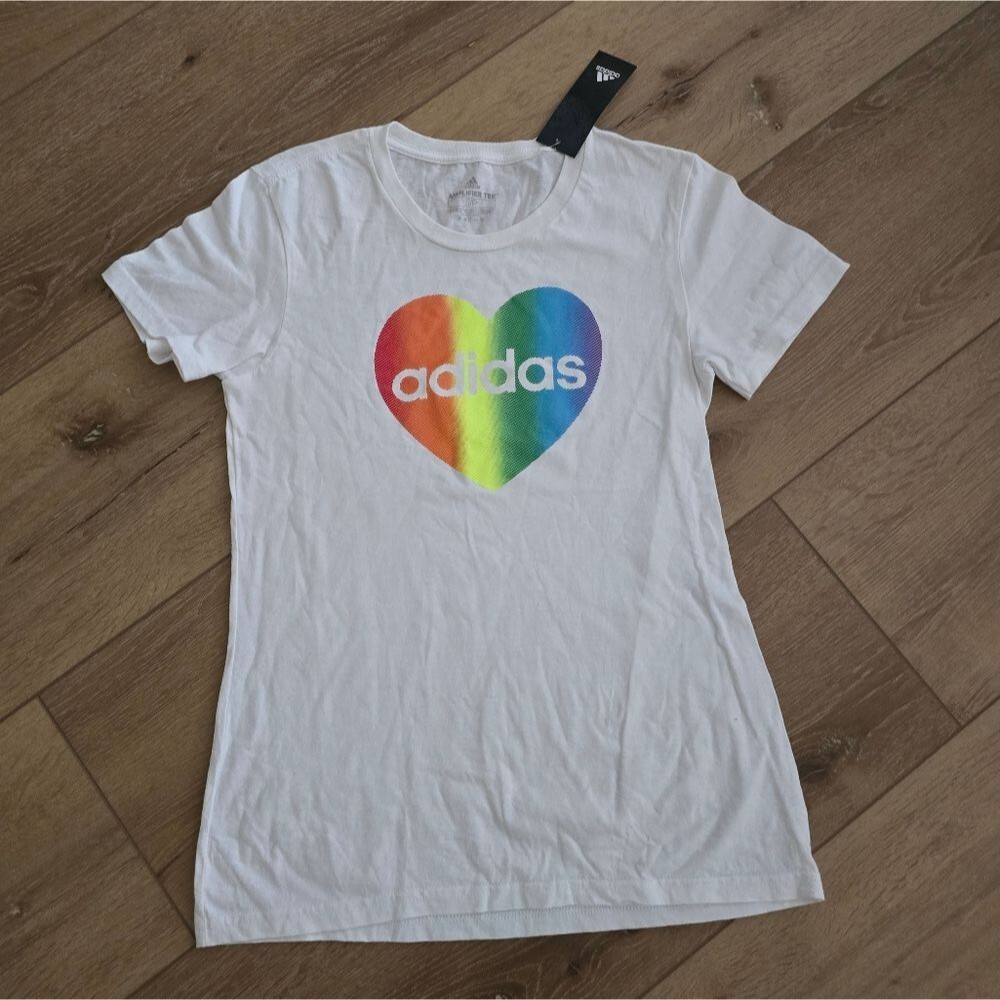 NWT adidas pride shirt tee, heart rainbow